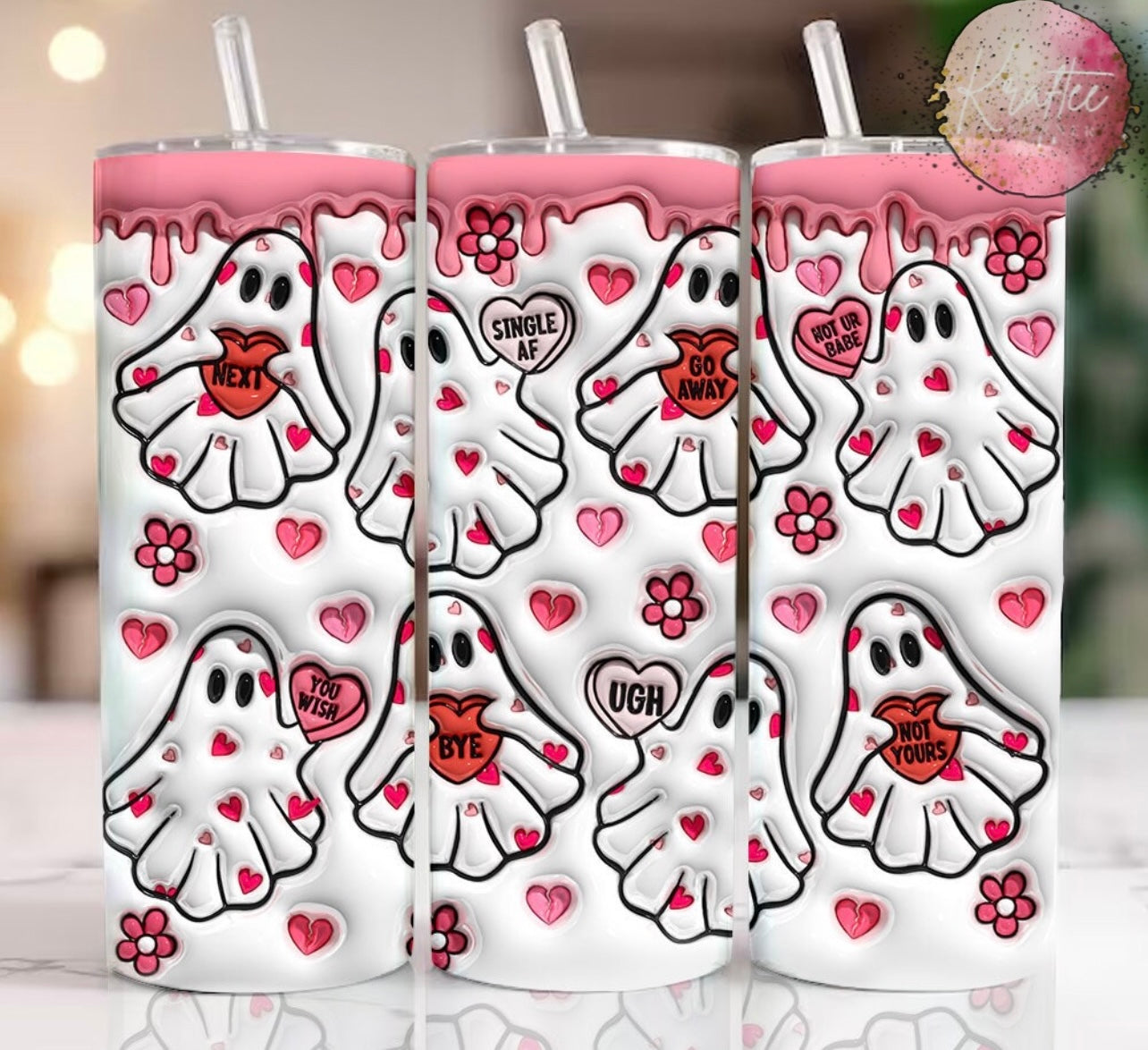 Anti Valentine Ghosts 20oz Skinny Tumbler