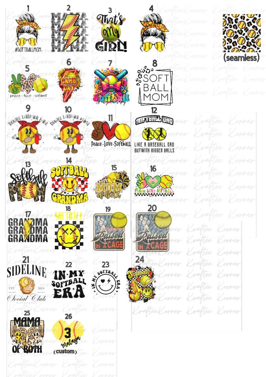 Create Your Own T-shirt - Softball Sublimation Designs