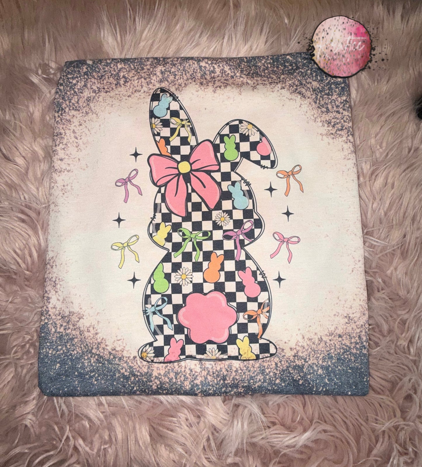 Checkered Bunny Bleached T-shirt