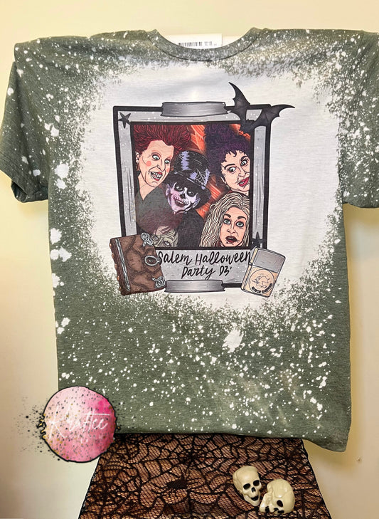 Salem Halloween Party Polaroid Bleached Unisex T-shirt