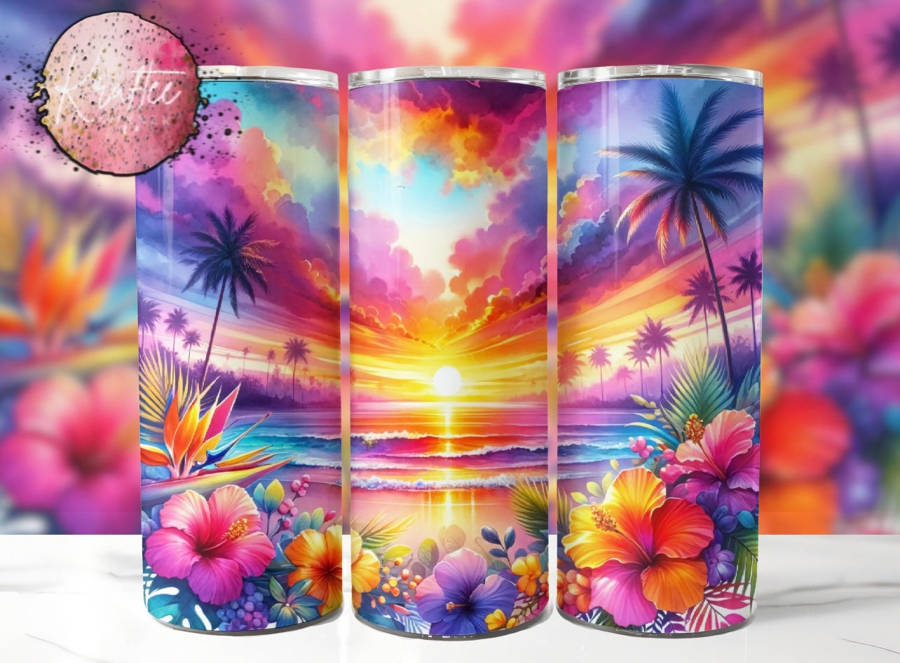 Beach Sunset 20oz Skinny Tumbler