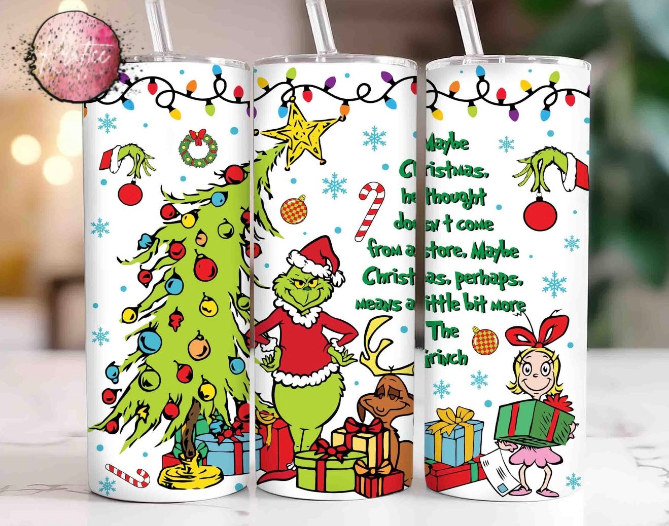 Grinch Christmas Means More 20oz Skinny Tumbler