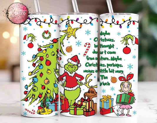 Grinch Christmas Means More 20oz Skinny Tumbler