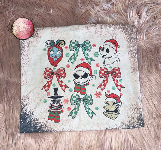 Nightmare Before Christmas Bows Bleached Unisex T-shirt