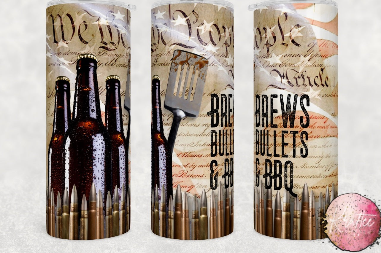Brews Bullets & BBQ 20oz Skinny Tumbler