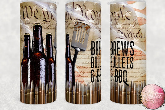 Brews Bullets & BBQ 20oz Skinny Tumbler