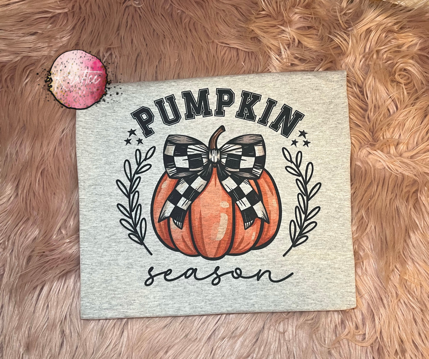 Pumpkin Season Checkered Bow Tshirt