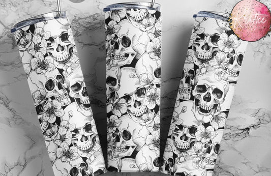 Floral Skellie 20oz Skinny Tumbler