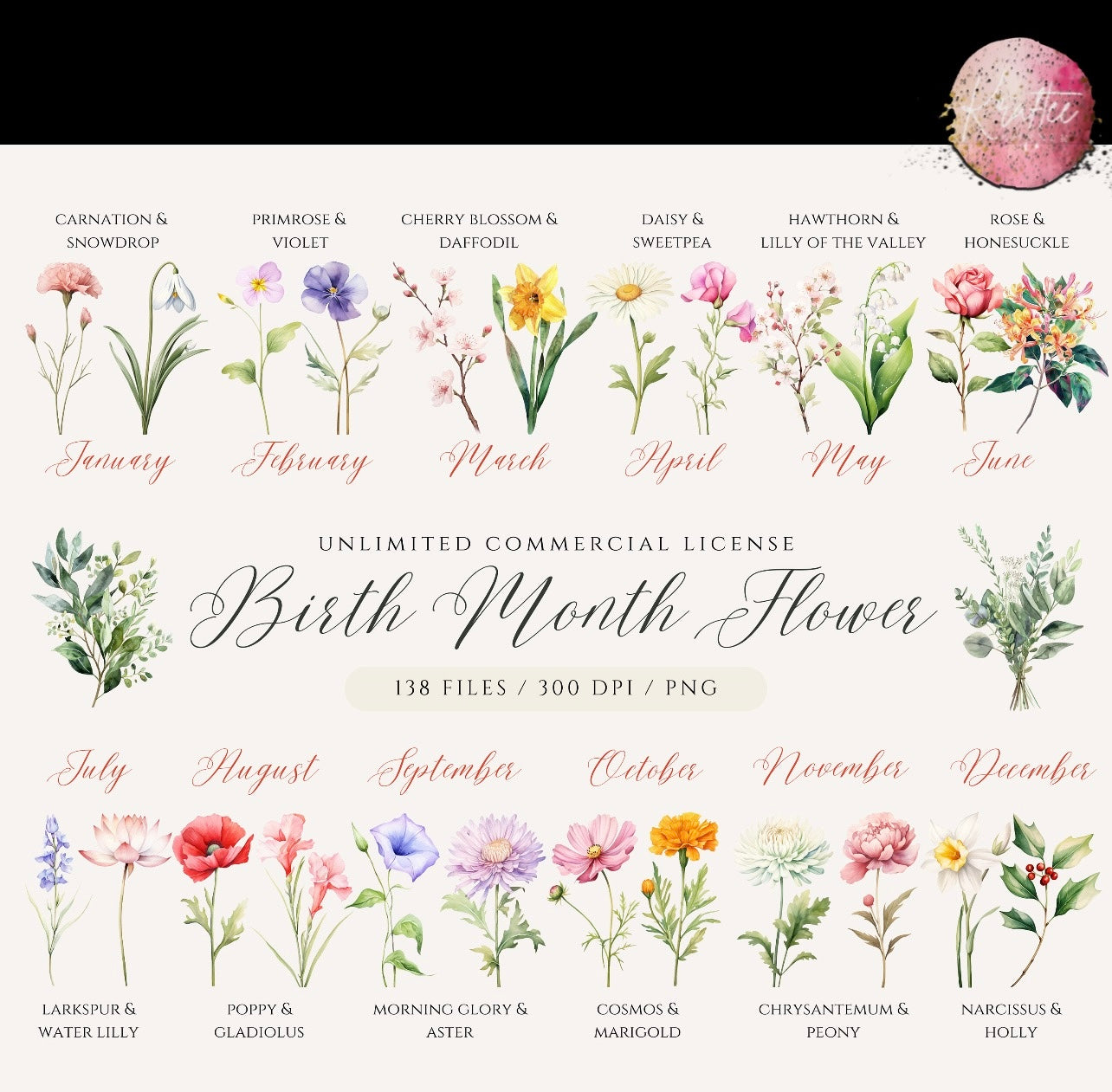 Custom Birth Month Flower T-shirt