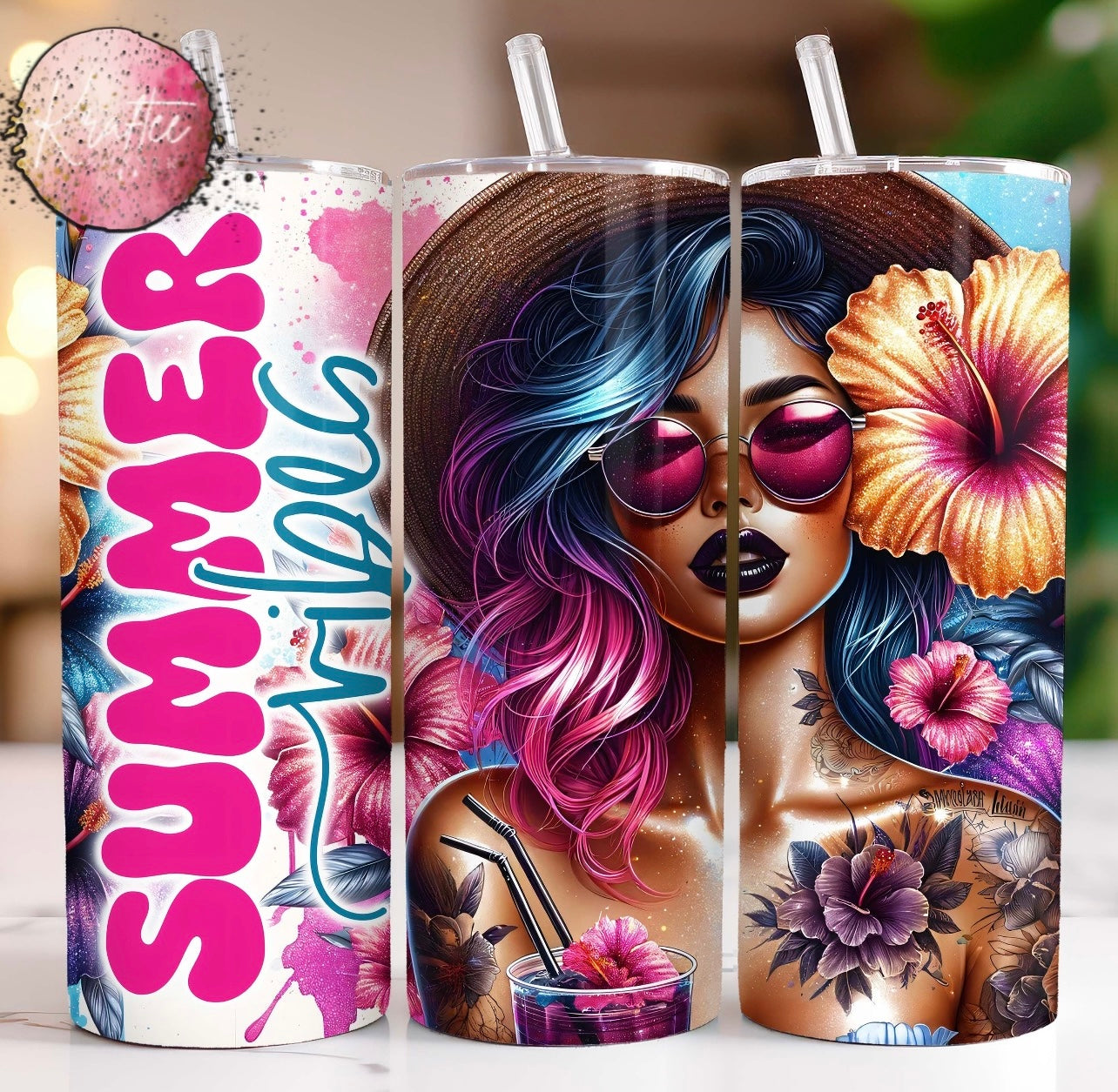 Summer Vibes Girl 20oz Skinny Tumbler