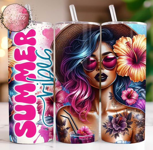 Summer Vibes Girl 20oz Skinny Tumbler