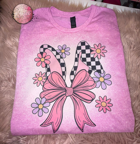Checkered Bunny Ears Bleached T-shirt