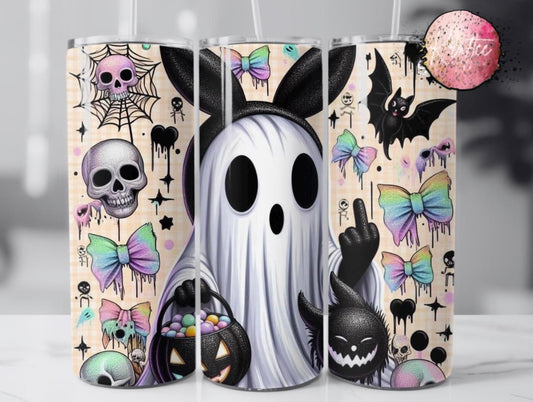 Spooky Cute Ghost Middle Finger 20oz Skinny Tumbler