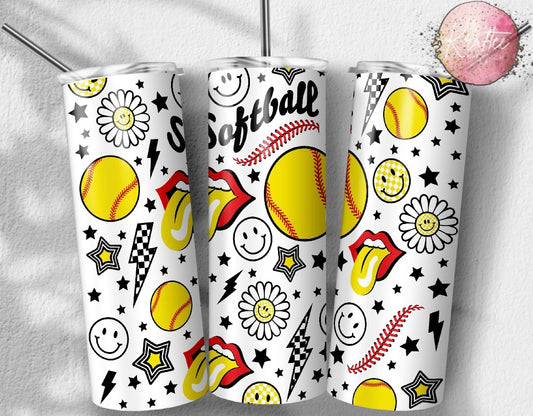 Retro Softball 20oz Skinny Tumbler