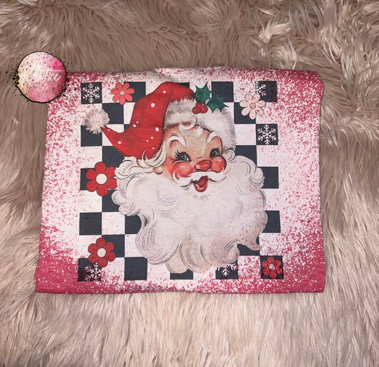 Checkered Santa Bleached Unisex T-shirt