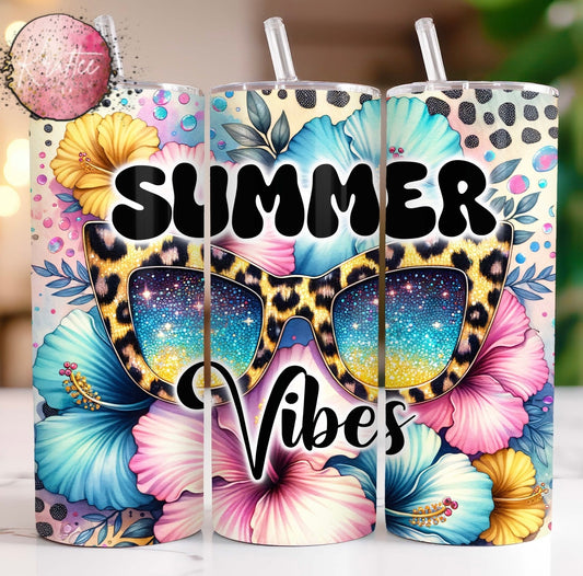 Summer Vibes Glasses 20oz Skinny Tumbler