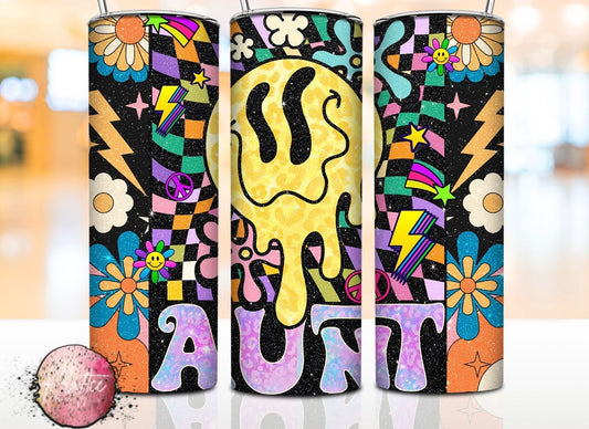Drippy Smiley Aunt 20oz Skinny Tumbler