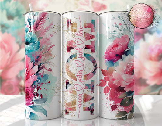 Custom Mom Floral 20oz Skinny Tumbler