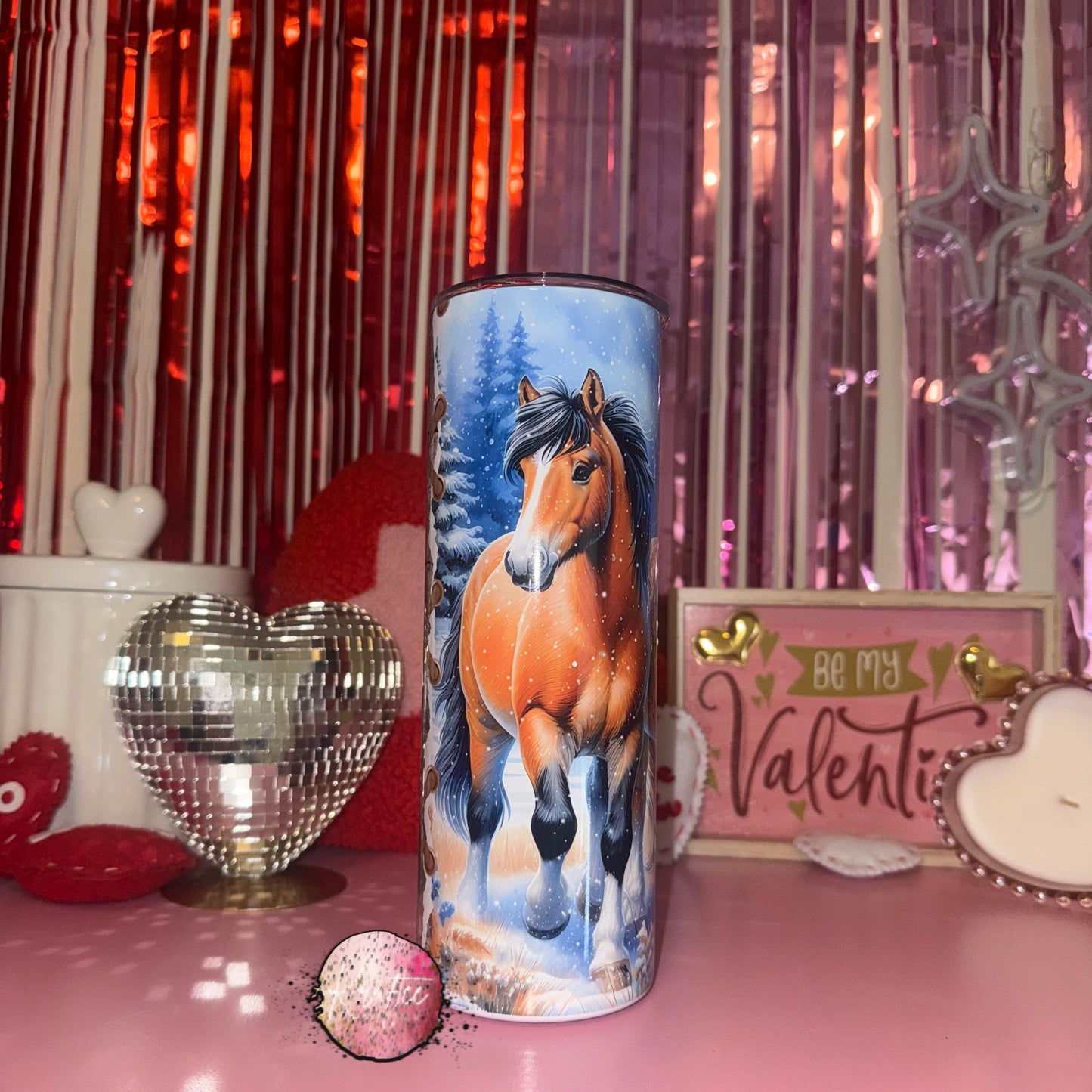 Winter Horses 20oz Skinny Tumbler