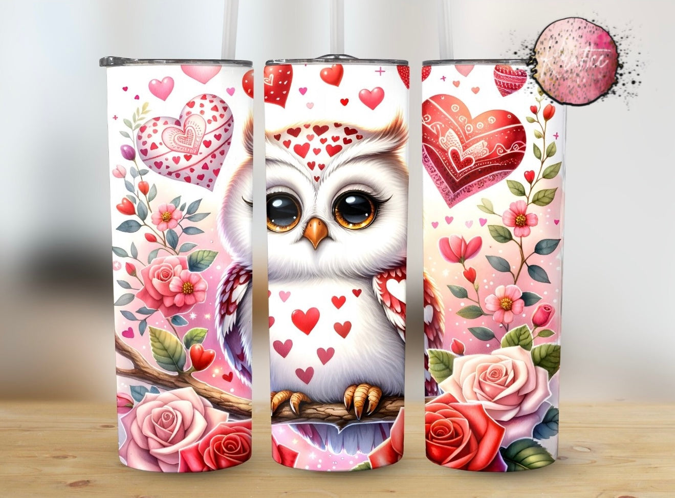 Valentine Owl 20oz Skinny Tumbler