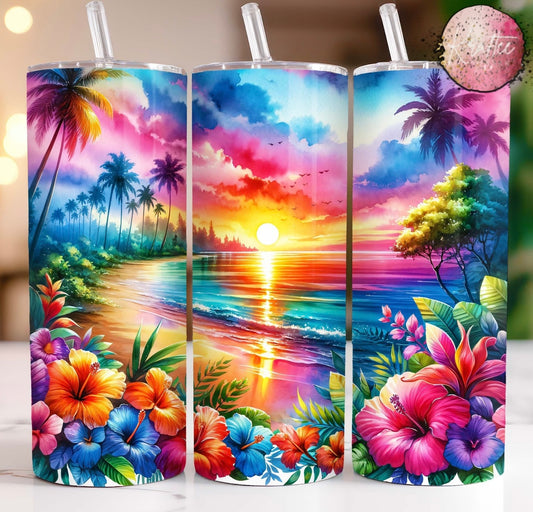 Beach Sunset 20oz Skinny Tumbler