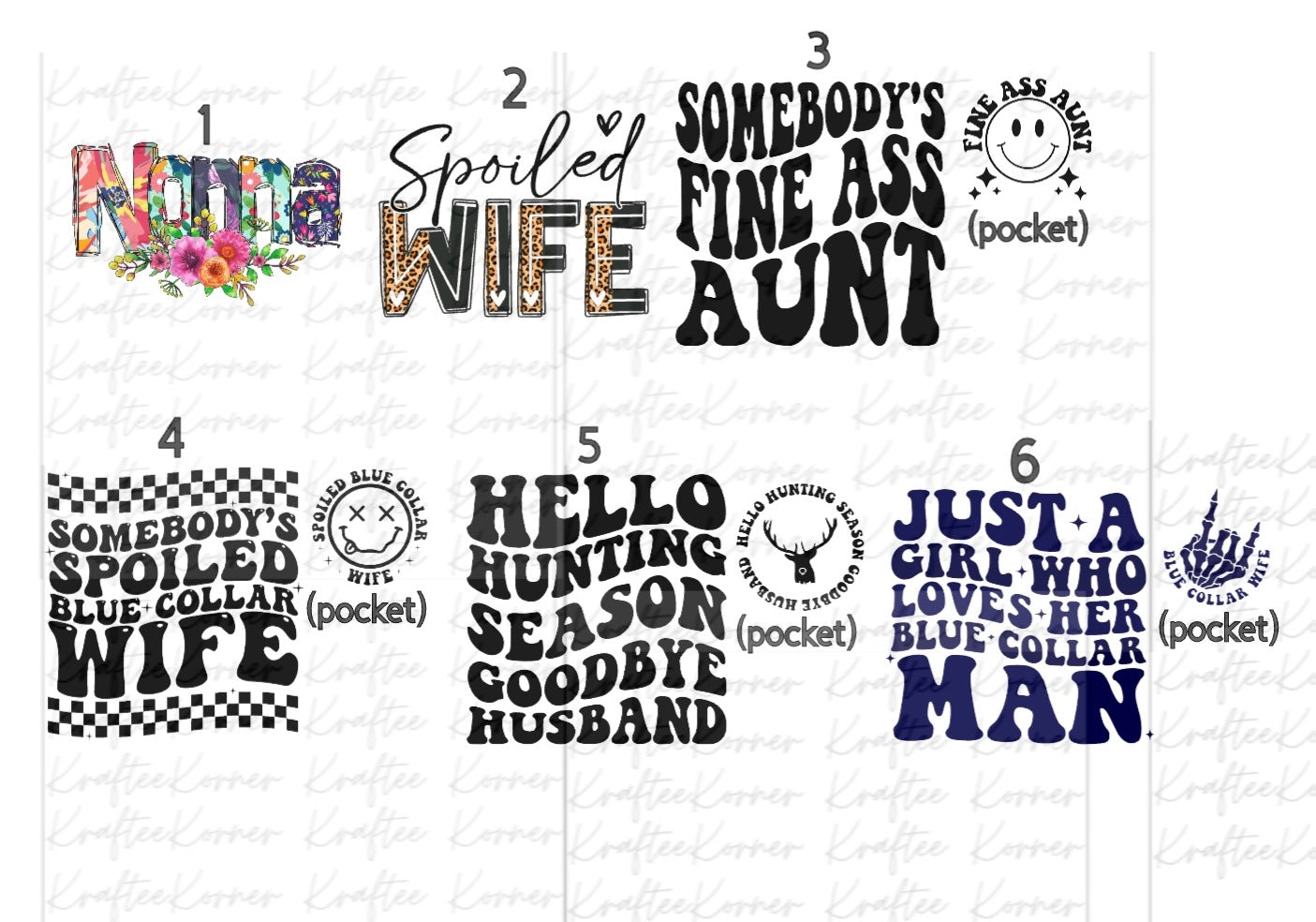 Create Your Own T-shirt - Wife/Aunt/Grandma Sublimation Designs