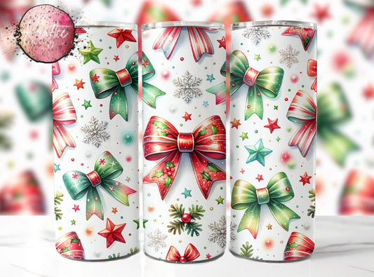 Christmas Bows 20oz Skinny Tumbler