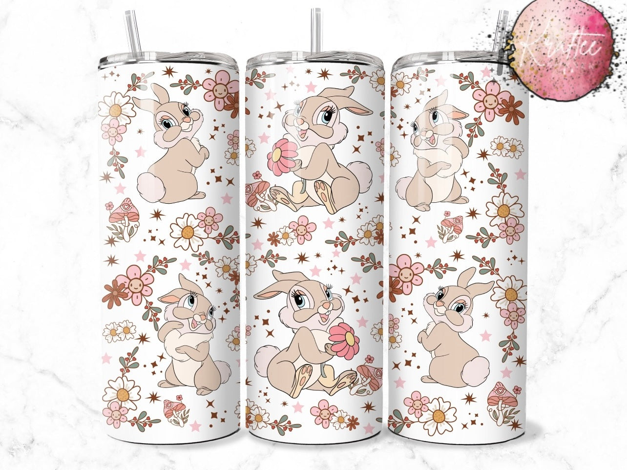 Floral Bunny 20oz Skinny Tumbler