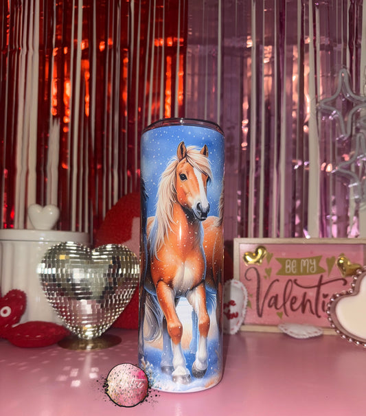 Winter Horses 20oz Skinny Tumbler