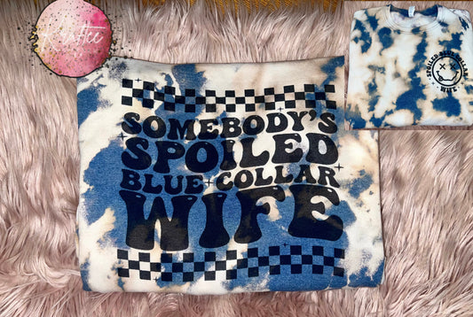 Spoiled Blue Collar Wife Bleached Crewneck Sweatshirt