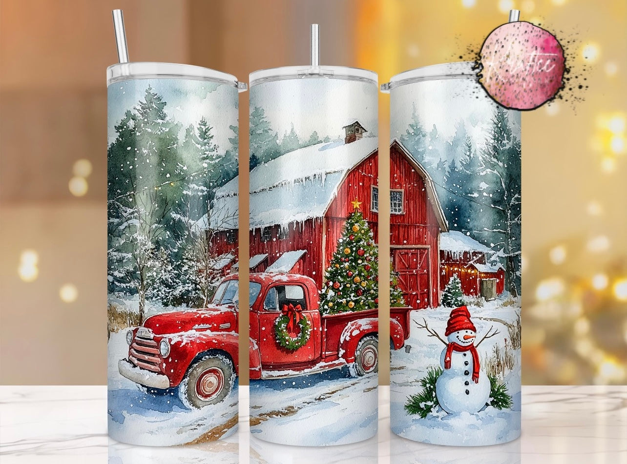 Christmas Barn 20oz Skinny Tumbler