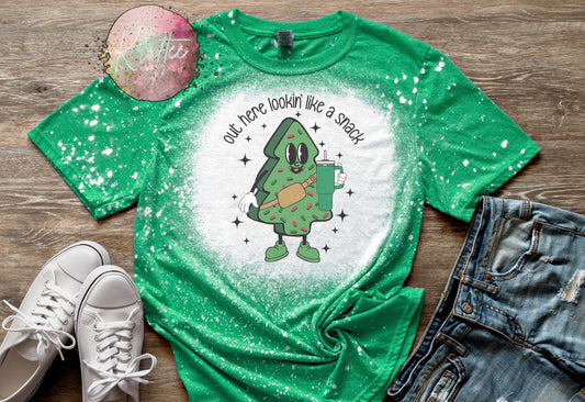 Green Christmas Tree Cake Snack Bleached Unisex T-shirt