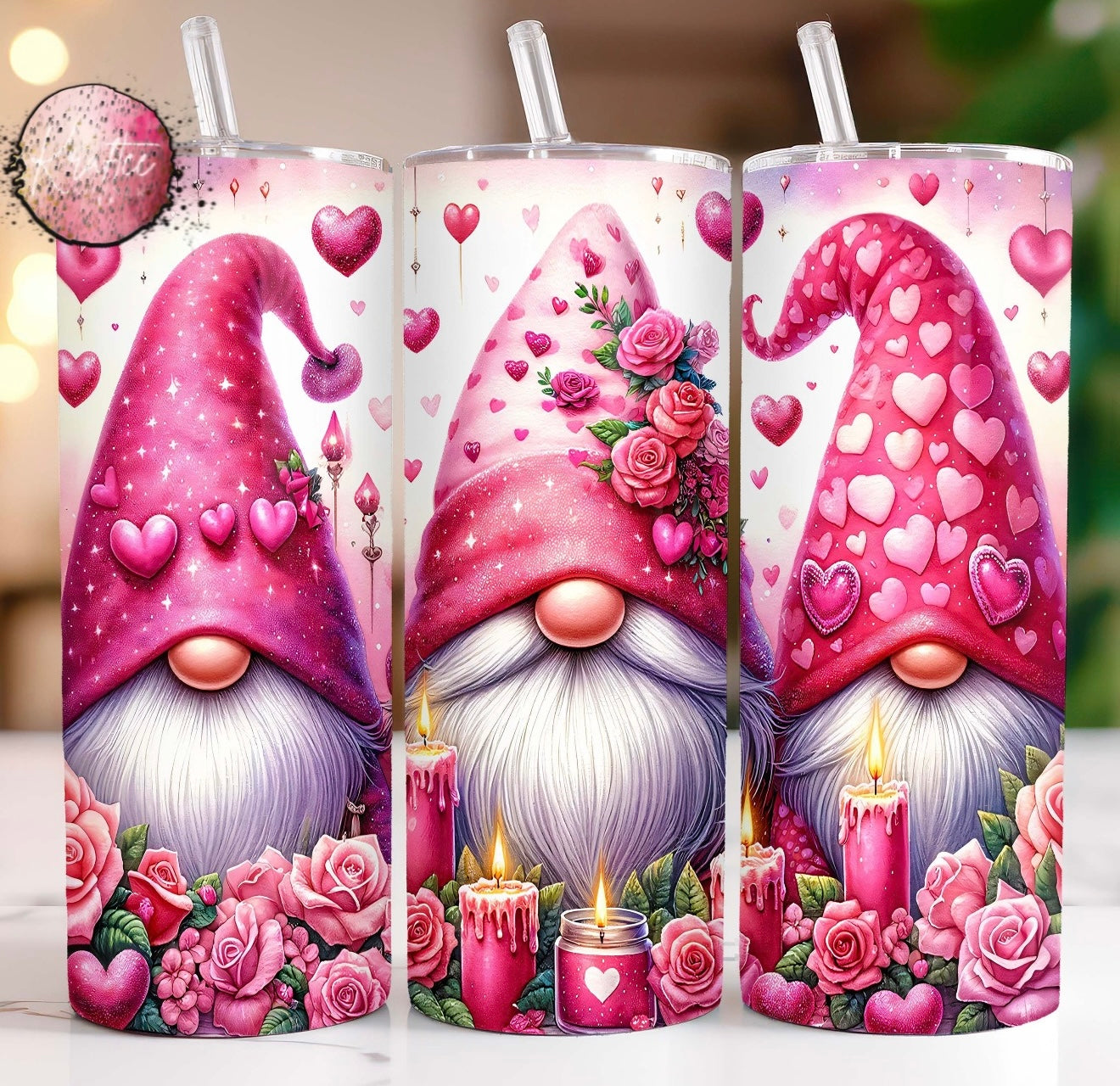 Valentine Gnomes 20oz Skinny Tumbler