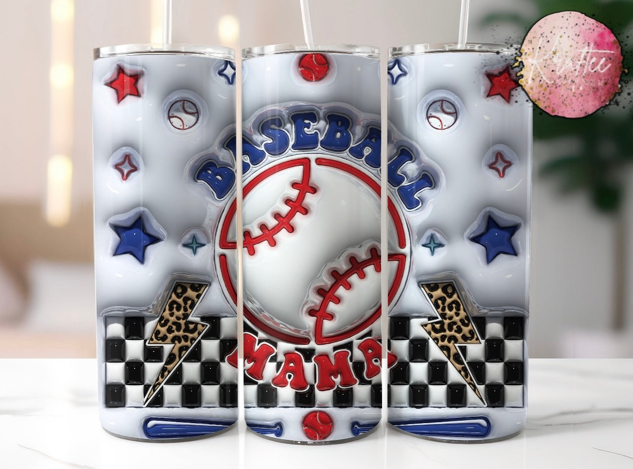 Baseball Mama Lightning Bolt 20oz Skinny Tumbler