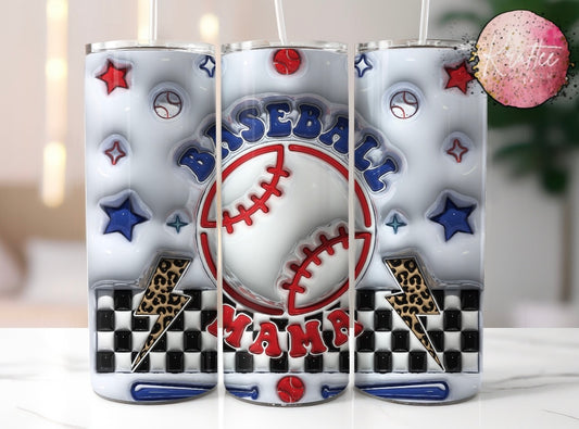 Baseball Mama Lightning Bolt 20oz Skinny Tumbler