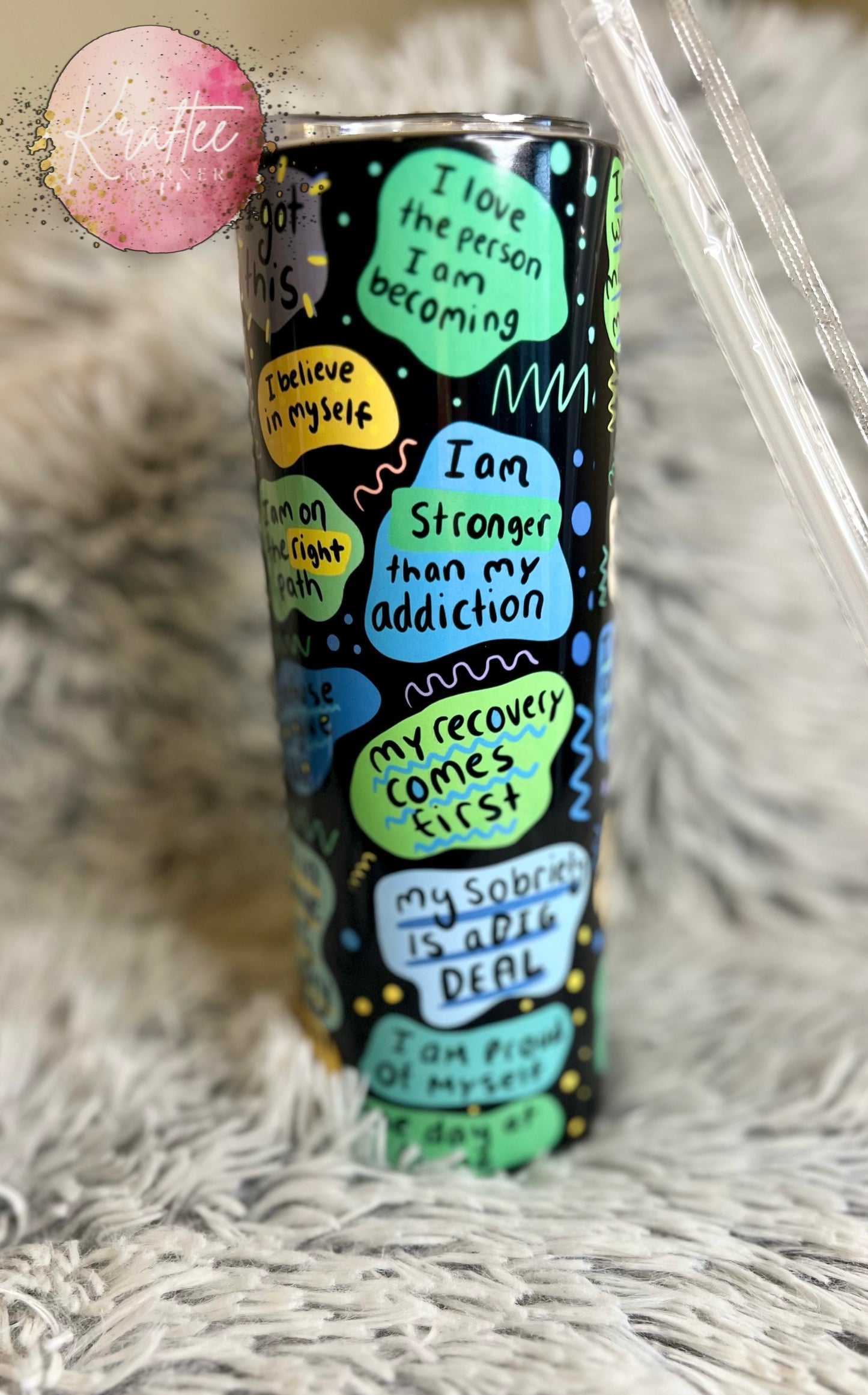 Sobriety Affirmations 20oz Skinny Tumbler