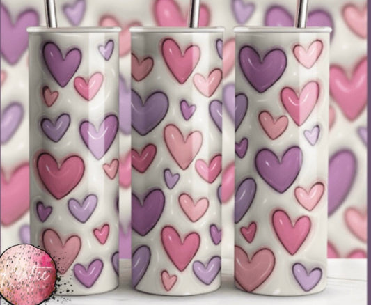 Pink Purple Hearts 20oz Skinny Tumbler