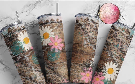Rustic Floral Cheetah 20oz Skinny Tumbler