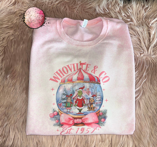 Whoville & Co Snowglobe Bleached Unisex Crewneck Sweatshirt