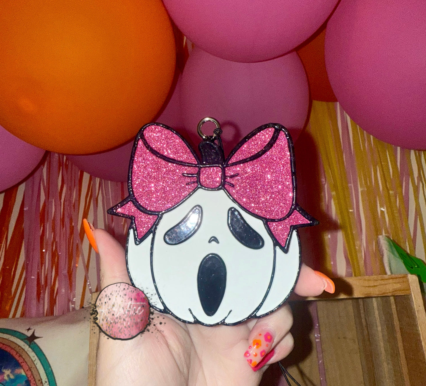 Ghostface Bow Pumpkin Car Freshie