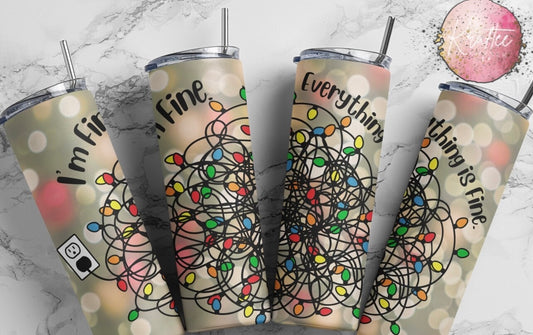 Everythings Fine Christmas Lights 20oz Skinny Tumbler
