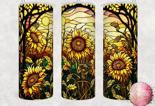 Stained Glass Sunflower 20oz Skinny Tumbler