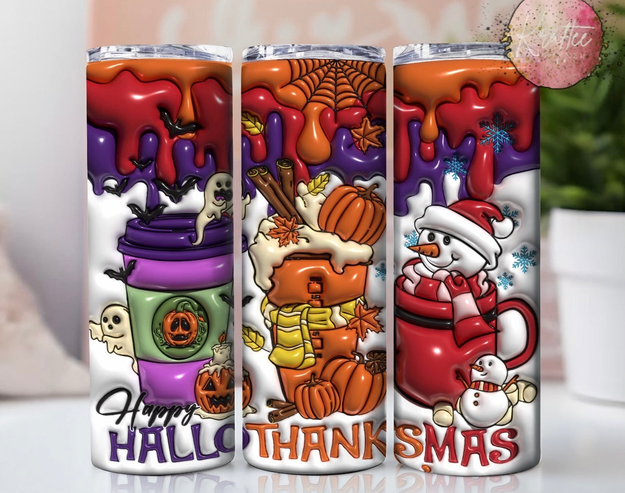 Hallothanksmas Drip 20oz Skinny Tumbler