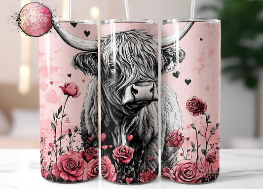 Rustic Rose Cow 20oz Skinny Tumbler
