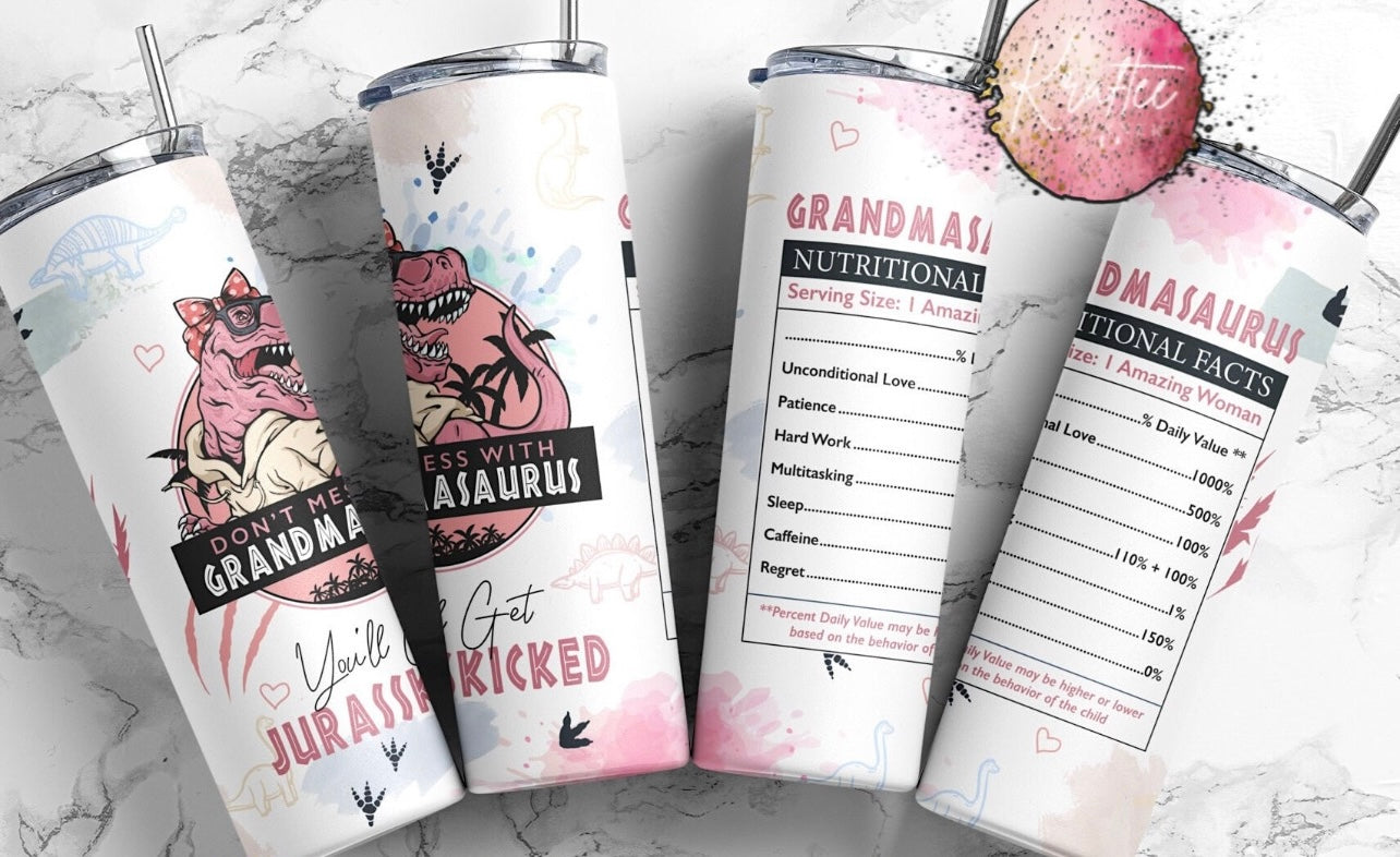 Grandmasaurus 20oz Skinny Tumbler