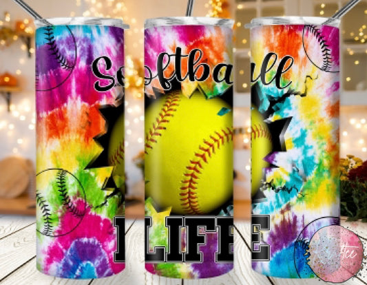 Softball Life 20oz Skinny Tumbler