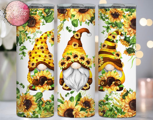 Sunflower Gnomes 20oz Skinny Tumbler