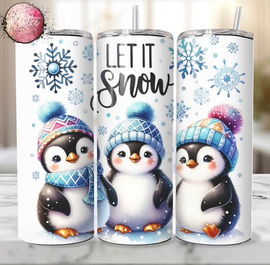 Let It Snow Penguins 20oz Skinny Tumbler