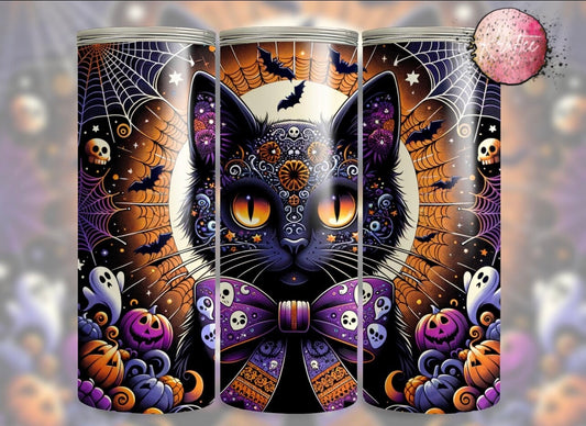 Spooky Black Cat 20oz Skinny Tumbler
