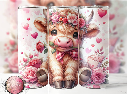 Valentine Rose Cow 20oz Skinny Tumbler